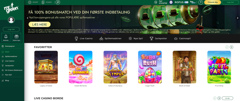 Mr Green – casino med bonusser og kampagner for danske spillere